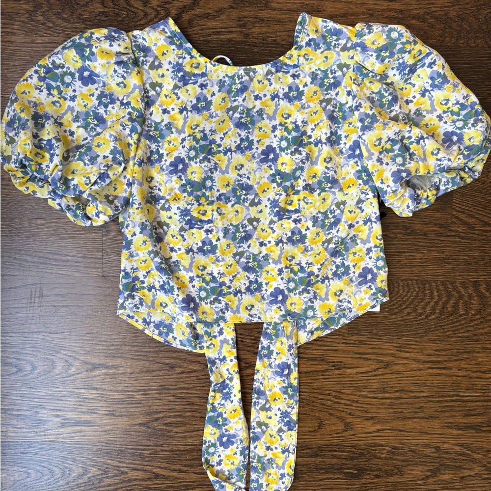 Astr Floral Puff Sleeve Crop Top
